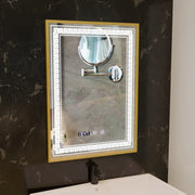 Огледало LED Touch Bruno Demister System, Clock and Temperature 60x80 cm Матирана златна рамка, S84/60X80 Огледала Korman S Заглавие по подразбиране Alessandro Design