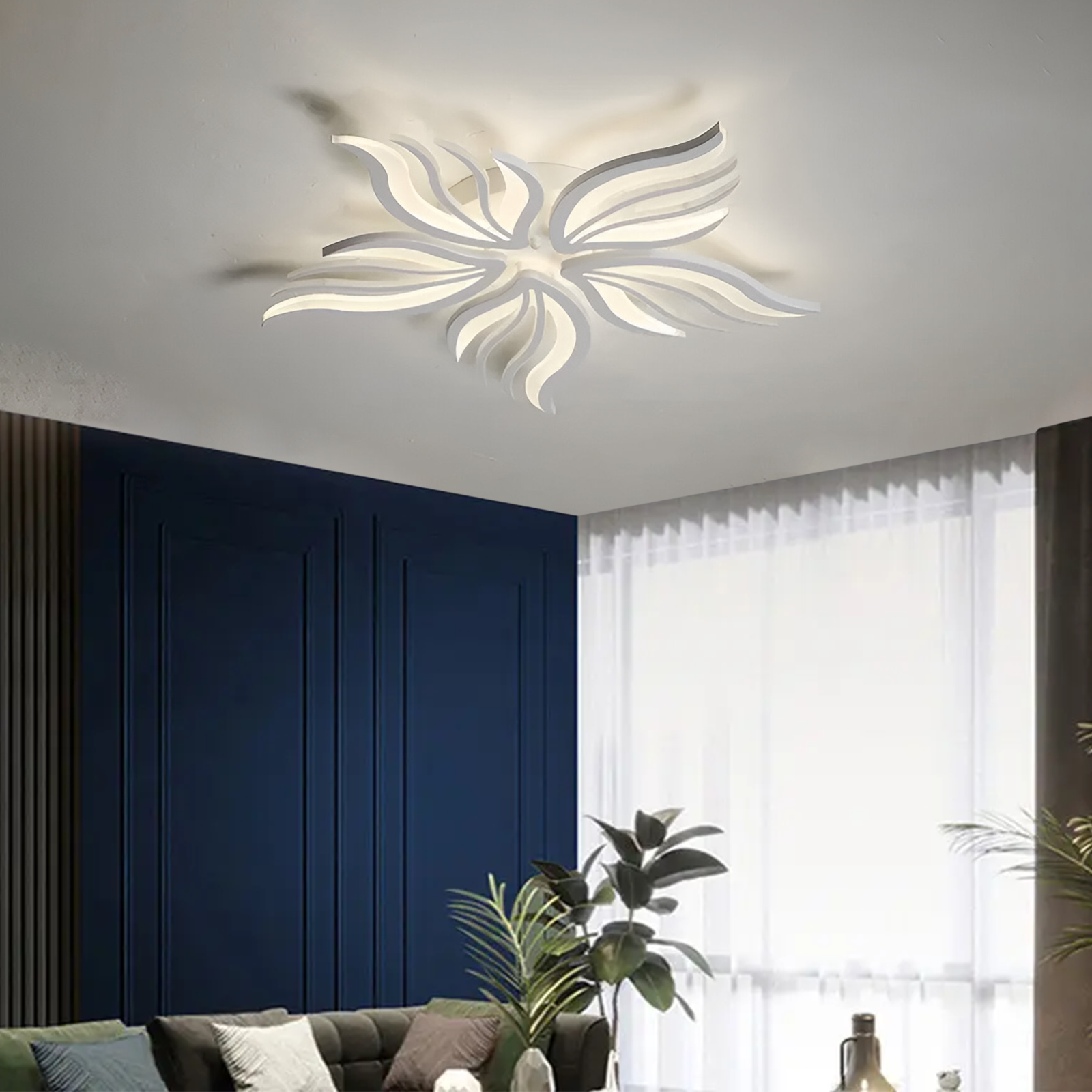 LED полилей с дистанционно управление SAKURA 62W, 5 венчелистчета, студена/топла/неутрална светлина, димируем, бял LED полилей с дистанционно управление Заглавие по подразбиране Alessandro Design