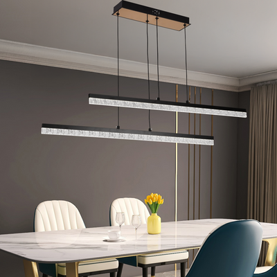 Окачен акрилен LED полилей LT181/2BK, 37W, светлина 3000/4000/6000K, черен, регулируема височина