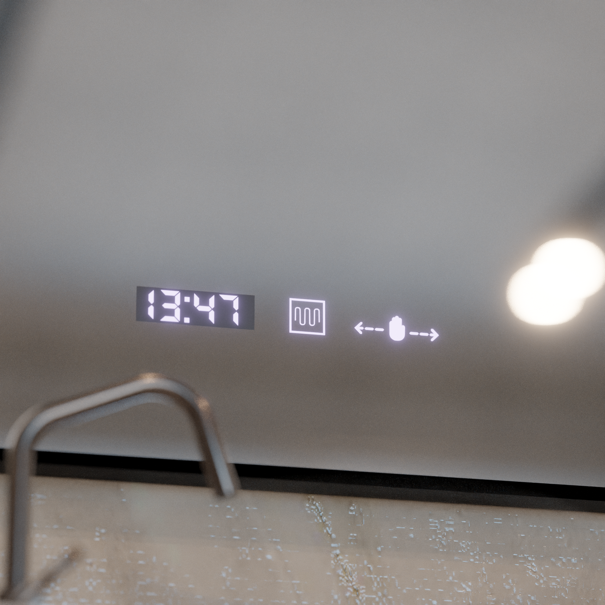 LED огледало MotionGlow София сензор с функция за обезпотяване Термометър Часовник 110x75 см Димируема топла/студена/неутрална светлина, черна рамка с четка, колекция Marcello Funghi Marcello Mirrors Заглавие по подразбиране Alessandro Design