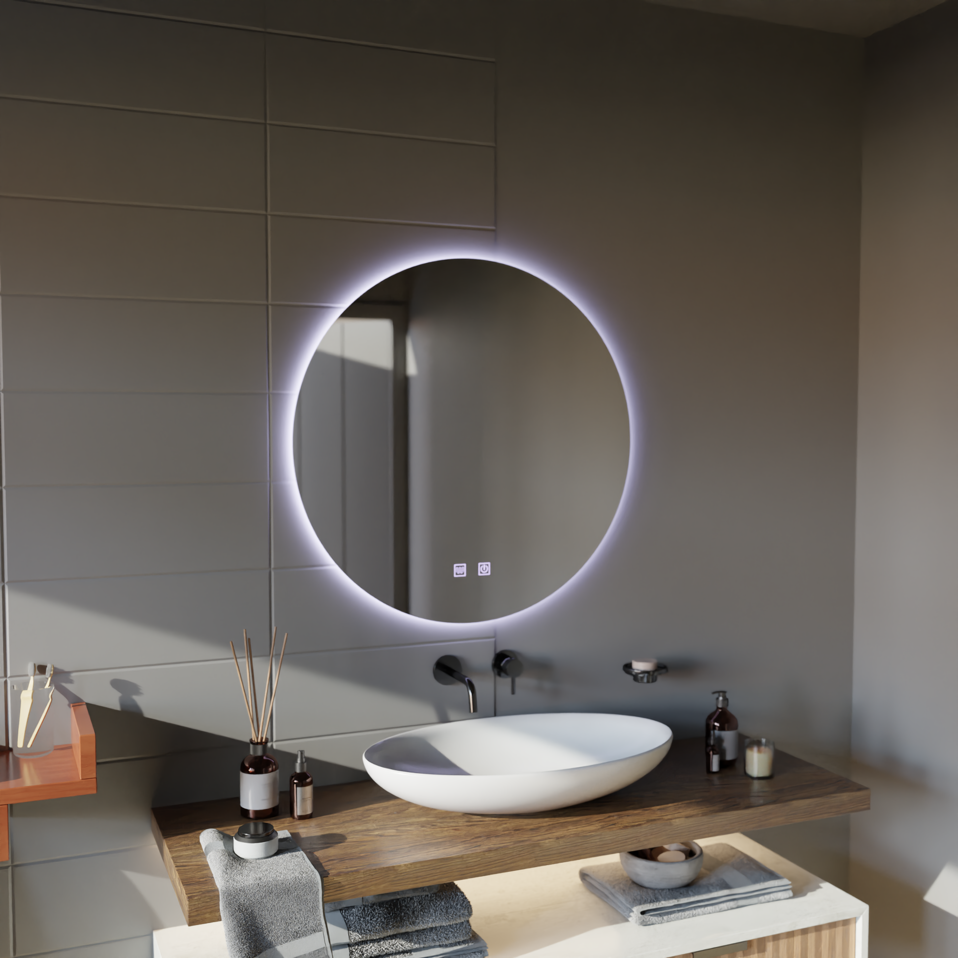 Кръгло LED огледало, 70 см, Isolda, Touch, Demister System Mirrors Korman E Заглавие по подразбиране Alessandro Design