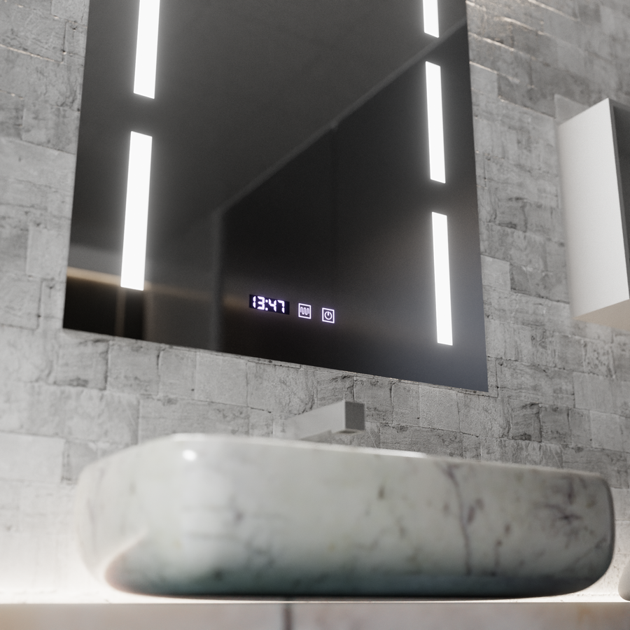 Огледало LED Touch Erich S86/60X80 Система за обезпотяване, часовник и температура 60x80 cm Огледала Korman S Заглавие по подразбиране Alessandro Design