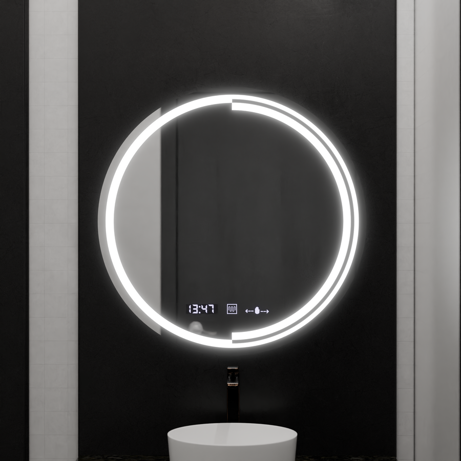 LED кръгло огледало, 60 см, сензор MotionGlow Consuel Marcello, система за обезпотяване, часовник и термометър, димируеми огледала Marcello Заглавие по подразбиране Alessandro Design