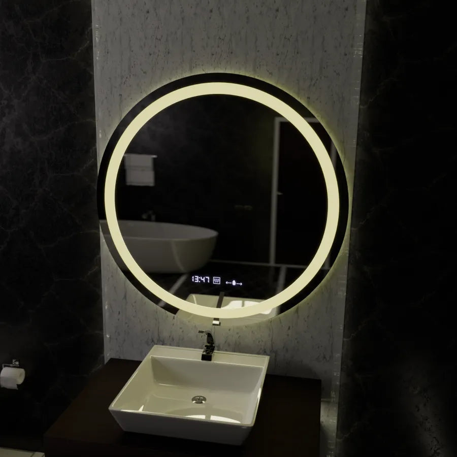 LED кръгло огледало, 100 см, Celeste MotionGlow Marcello, система за обезпотяване, часовник и термометър, огледала Dimabila Marcello Заглавие по подразбиране Alessandro Design