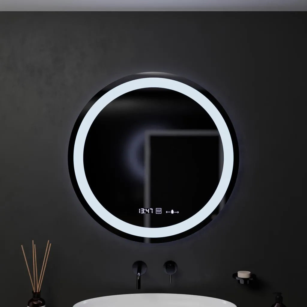 Кръгло LED огледало, 60 см, Celeste MotionGlow Marcello, система против запотяване, часовник и термометър, димируема, топла неутрална студена светлина 3000K/4000K/6000K Marcello Огледала Заглавие по подразбиране Alessandro Design