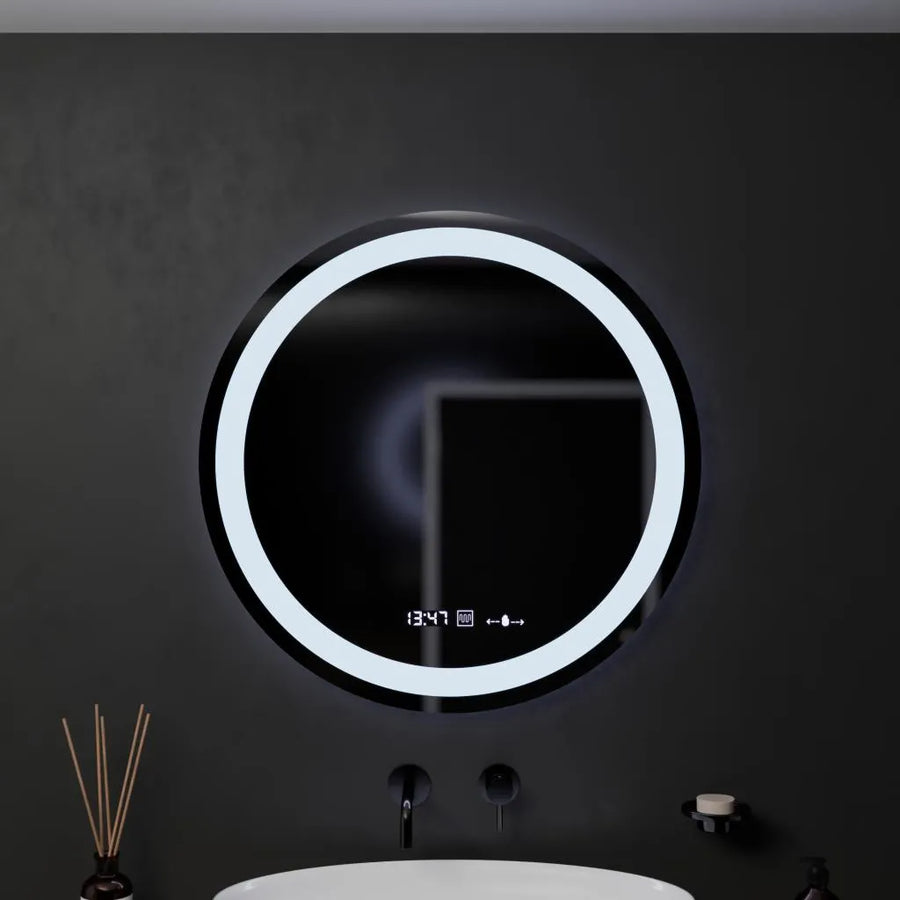 Кръгло LED огледало, 60 см, Celeste MotionGlow Marcello, система против запотяване, часовник и термометър, димируема, топла неутрална студена светлина 3000K/4000K/6000K Marcello Огледала Заглавие по подразбиране Alessandro Design