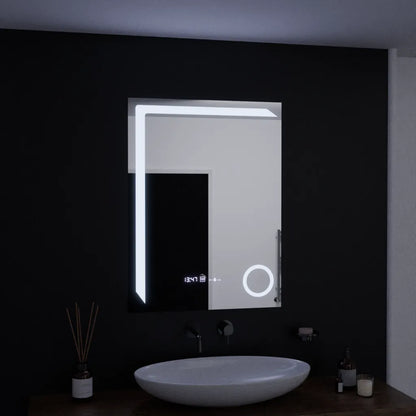 Правоъгълно LED огледало, 60x80 см, Precision MotionGlow Marcello, система за обезпотяване, часовник и термометър, козметична лупа, димируеми огледала Marcello Заглавие по подразбиране Alessandro Design