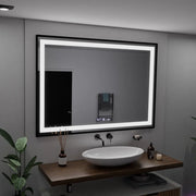 Правоъгълно LED огледало, 100x65 см, Verite Majeste Noir Motion Glow Marcello, система за обезпотяване, часовник и термометър, димируеми огледала Marcello Заглавие по подразбиране Alessandro Design