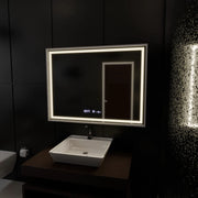 Правоъгълно LED огледало, 80x60 см, Verite Imperial Silver Motion Glow Marcello, система за обезпотяване, часовник и термометър, димируеми огледала Marcello Заглавие по подразбиране Alessandro Design