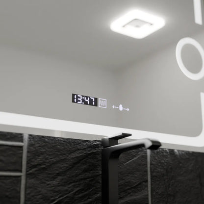 Правоъгълно LED огледало, 80x60 см, Eclat MotionGlow Marcello, система за обезпотяване, часовник и термометър, козметична лупа, димируеми огледала Marcello Заглавие по подразбиране Alessandro Design