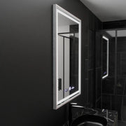 Правоъгълно LED огледало, 60x80 см, Verite Imperial Silver Motion Glow Marcello, система против мъгла, часовник и термометър, димируеми огледала Marcello Заглавие по подразбиране Alessandro Design