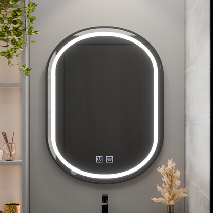 Овално LED огледало 50x80cm VETRO Touch Димируема система против запотяване, черна рамка Korman Mirrors E Заглавие по подразбиране Alessandro Design