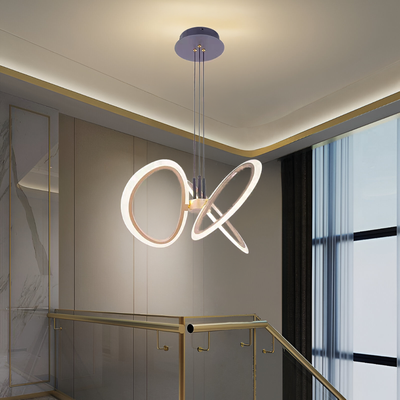 Окачен LED полилей с дистанционно RIMINI 52W, 3 Елемента, Студена/Топла/Неутрална светлина, Димируем, Златен