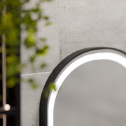 LED Touch Helmut Mirror, Demister System, Clock and Temperature 45x90 cm, Black Frame, Brushed Marcello Funghi Mirrors Korman S Заглавие по подразбиране Alessandro Design
