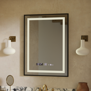 Правоъгълно LED огледало, 50x70 см, Verite Majeste Noir Motion Glow Marcello, система за обезпотяване, часовник и термометър, димируеми огледала Marcello Заглавие по подразбиране Alessandro Design