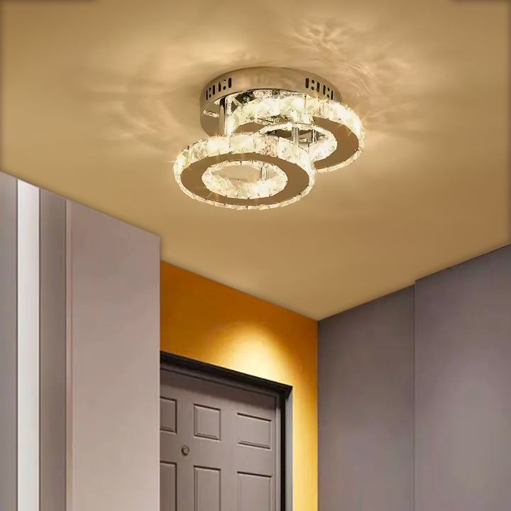 LED кристален полилей ROYALO ROTONDA 26W, 2 кръга, студена/топла/неутрална светлина, лъскав хром LED полилеи Заглавие по подразбиране Alessandro Design