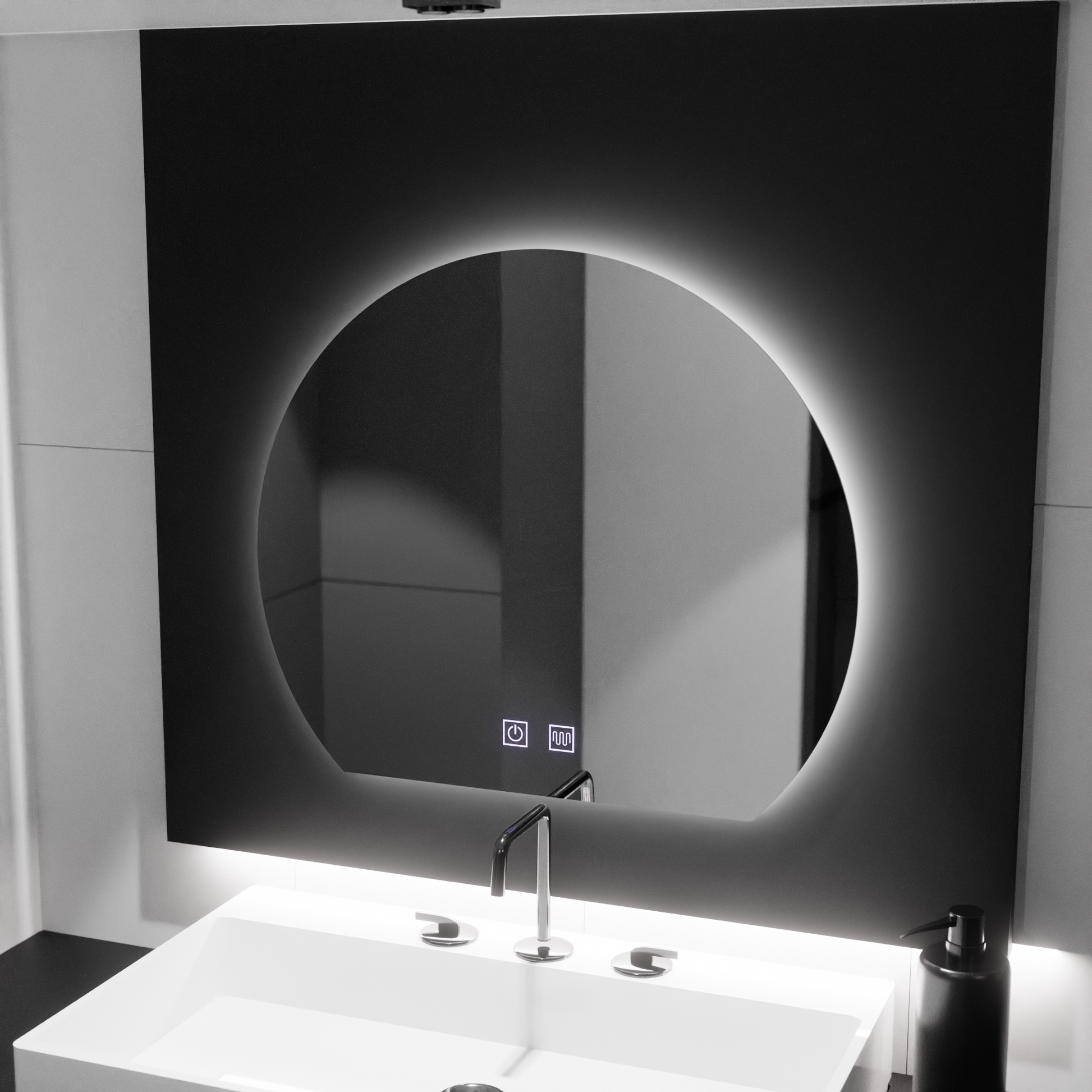 LED огледало с полумесец, 60x54, Soluna Touch, система против замъгляване, димируеми огледала Korman E Заглавие по подразбиране Alessandro Design
