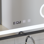LED Touch Bernd Система за премахване на запотяването на огледалото, часовник и температура 80x60 cm Черна рамка Матирана козметична лупа Огледала Korman S Заглавие по подразбиране Alessandro Design