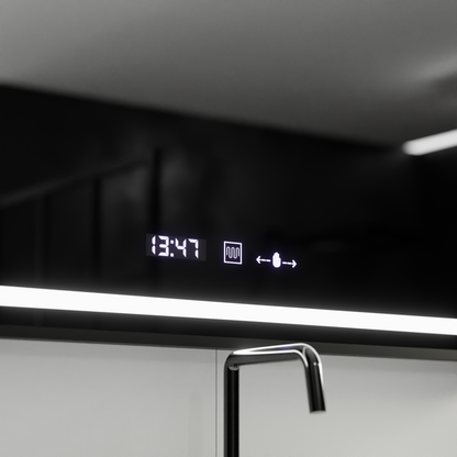 Правоъгълно LED огледало, 120x80 см, Verite Majeste Noir Motion Glow Marcello, система за обезпотяване, часовник и термометър, димируеми огледала Marcello Заглавие по подразбиране Alessandro Design