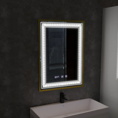 Огледало LED Touch Bruno Demister System, Clock and Temperature 60x80 cm Матирана златна рамка, S84/60X80 Огледала Korman S Заглавие по подразбиране Alessandro Design