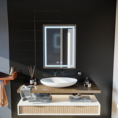Kariri LED Touch Mirror, 60x80 cm, функция Demister, Gold Rose Brushed Frame Mirrors Korman E Заглавие по подразбиране Alessandro Design