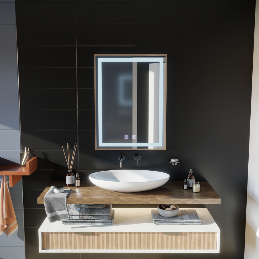 Kariri LED Touch Mirror, 60x80 cm, функция Demister, Gold Rose Brushed Frame Mirrors Korman E Заглавие по подразбиране Alessandro Design