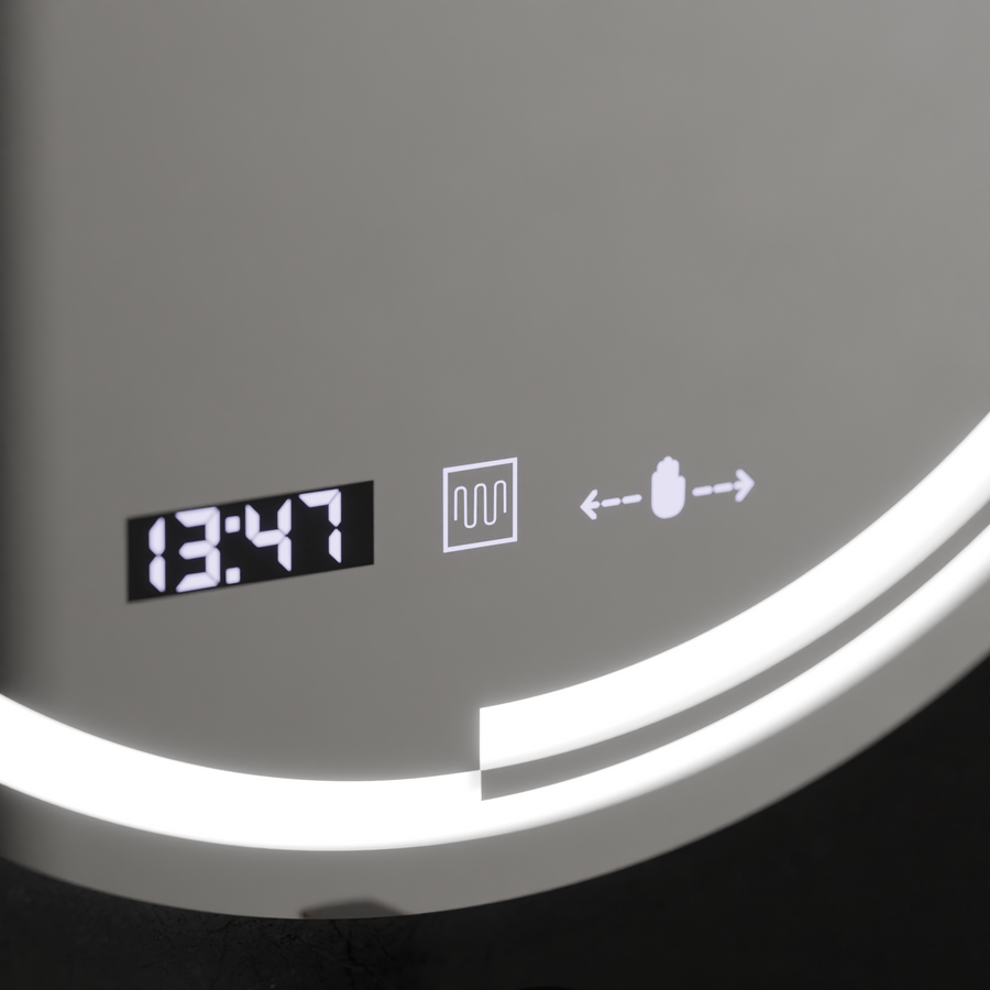 LED кръгло огледало, 60 см, сензор MotionGlow Consuel Marcello, система за обезпотяване, часовник и термометър, димируеми огледала Marcello Заглавие по подразбиране Alessandro Design