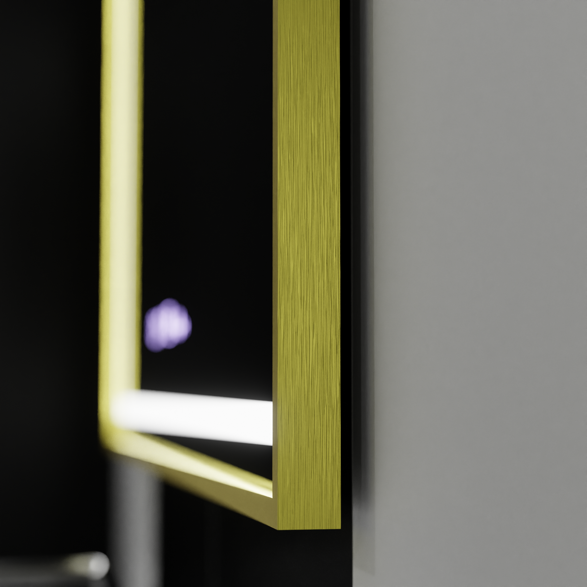 Правоъгълно LED огледало, 100x65 см, Verite Royale Gold Motion Glow Marcello, система за обезпотяване, часовник и термометър, димируеми огледала Marcello Заглавие по подразбиране Alessandro Design