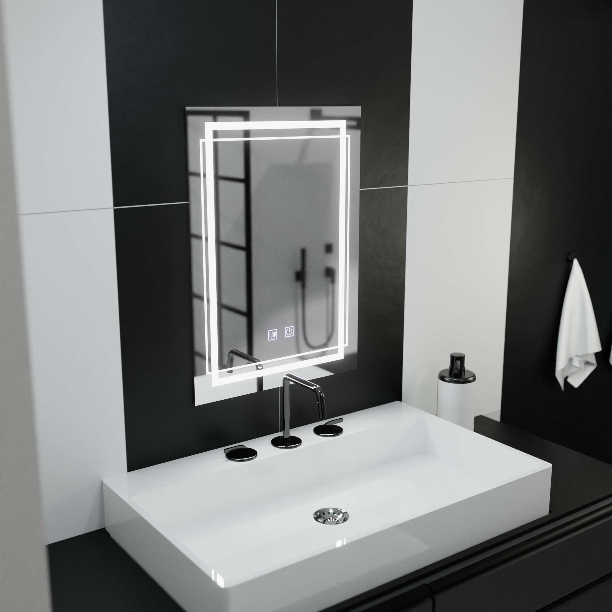 Правоъгълно LED огледало, 60x80cm, KOVEN Touch, Demister System, Dimmable Mirrors Korman E Заглавие по подразбиране Alessandro Design