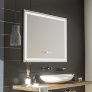 Правоъгълно LED огледало, 100x75 см, Verite MotionGlow Marcello, система за обезпотяване, часовник и термометър, димируеми огледала Marcello Заглавие по подразбиране Alessandro Design
