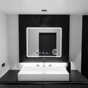Правоъгълно LED огледало, 80x60 см, Riflesso MotionGlow Marcello, система за обезпотяване, часовник и термометър, козметична лупа, димируеми огледала Marcello Заглавие по подразбиране Alessandro Design