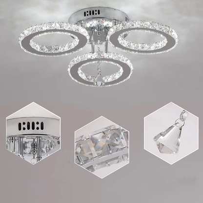 LED полилей с дистанционно управление и кристален ALANUBIS 40W, 3 кръга, студена/топла/неутрална светлина, димиране, лъскави хромирани кристални LED полилеи Заглавие по подразбиране Alessandro Design