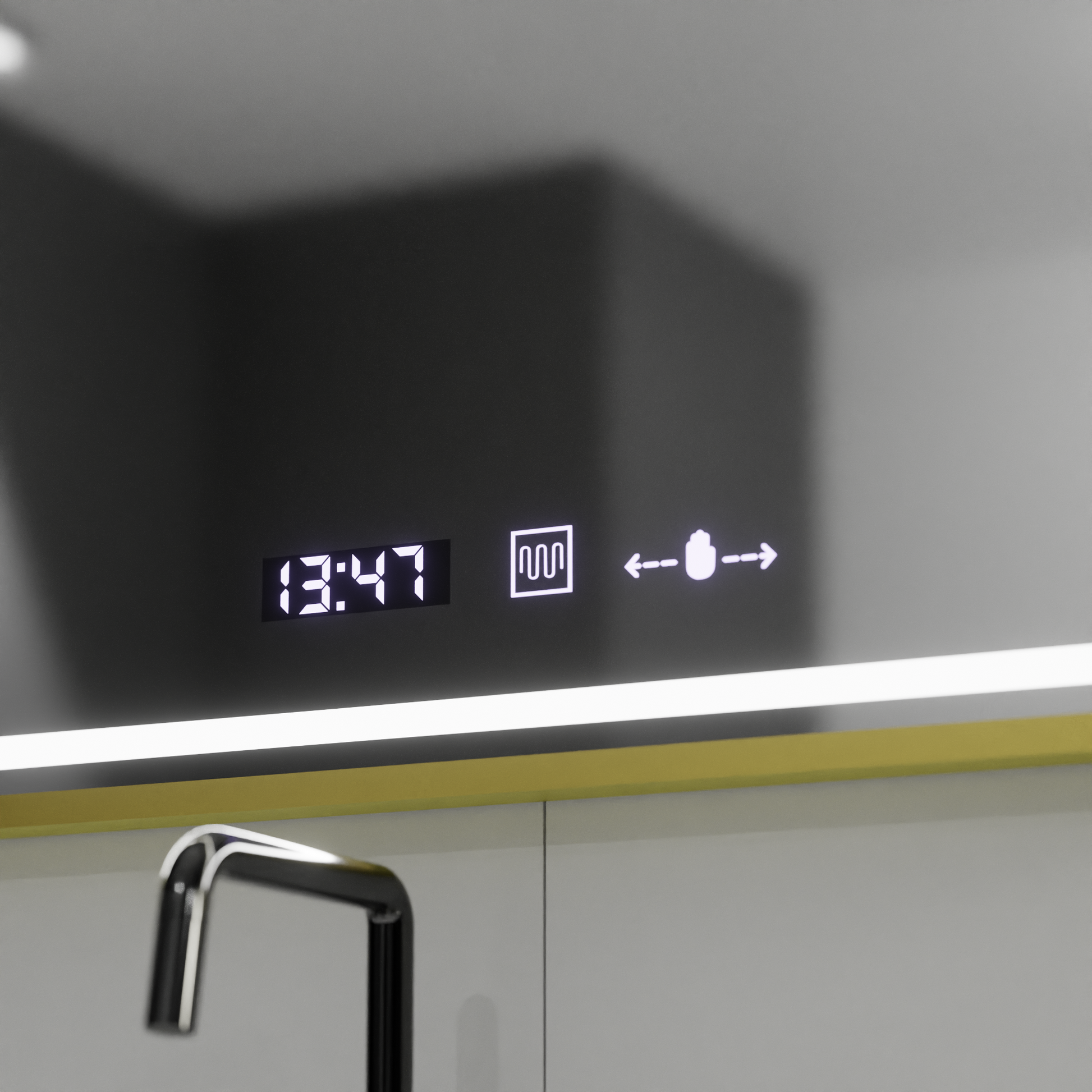 Правоъгълно LED огледало, 80x60 см, Verite Royale Gold MotionGlow Marcello, система за обезпотяване, часовник и термометър, димируеми огледала Marcello Заглавие по подразбиране Alessandro Design