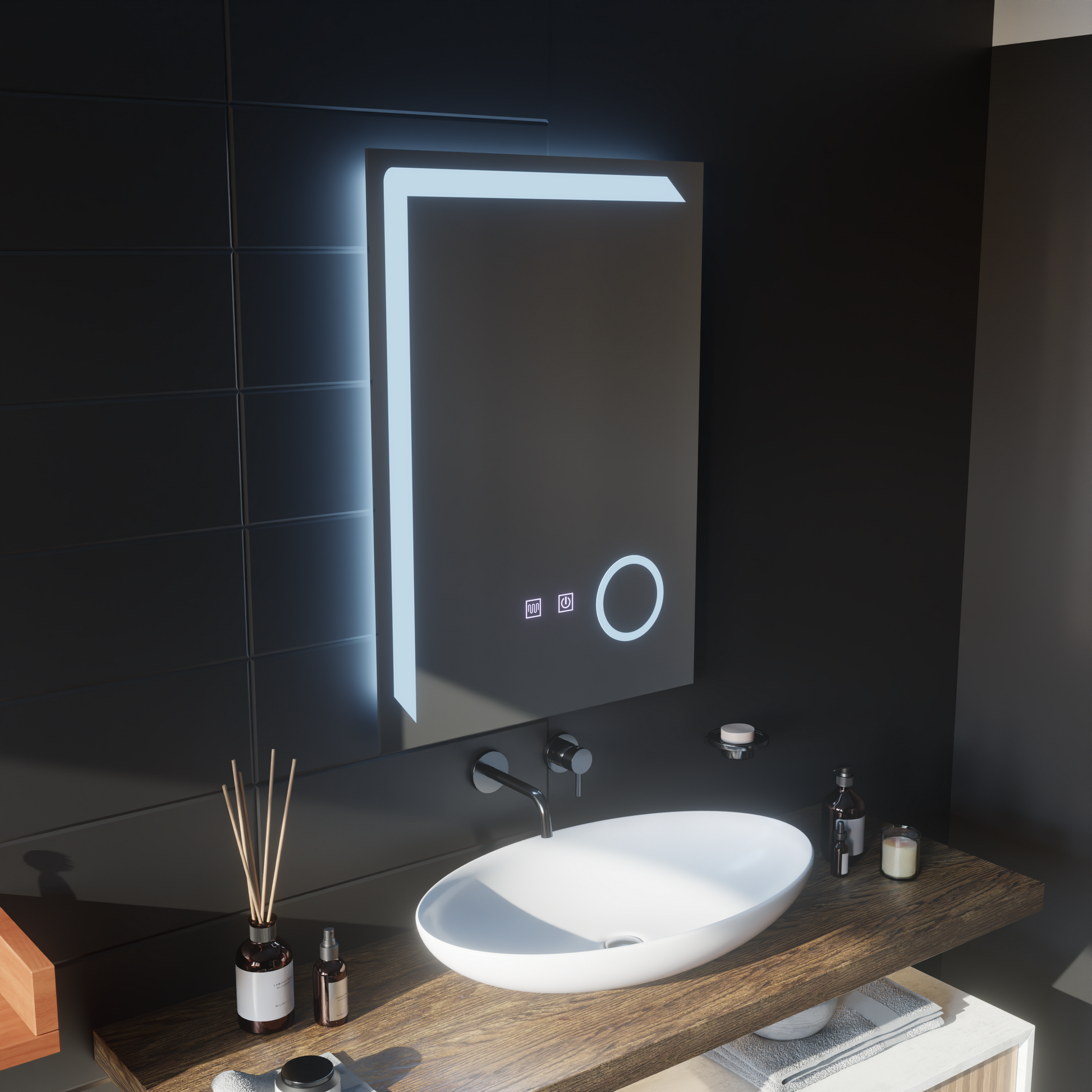 Правоъгълно LED огледало, 60x80 см, Linea Touch, система против запотяване, димируеми огледала Korman E Заглавие по подразбиране Alessandro Design