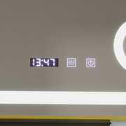 LED Touch CLARUS Система за размразяване на огледалото, часовник и температура 80x60 cm Златна рамка Матирана козметична лупа Огледала Korman S Заглавие по подразбиране Alessandro Design