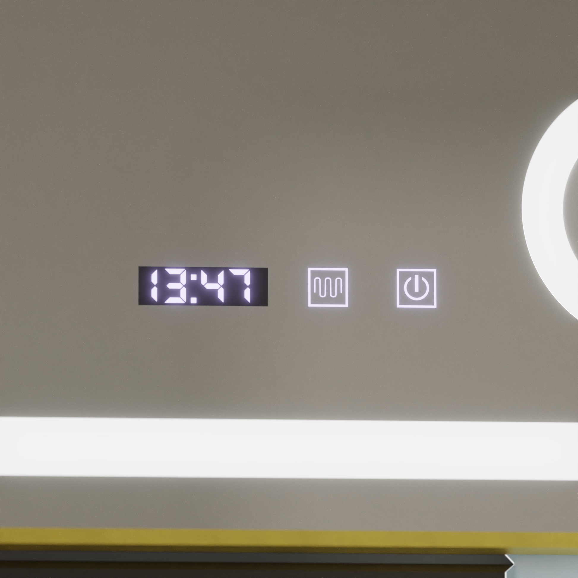 LED Touch CLARUS Система за размразяване на огледалото, часовник и температура 80x60 cm Златна рамка Матирана козметична лупа Огледала Korman S Заглавие по подразбиране Alessandro Design