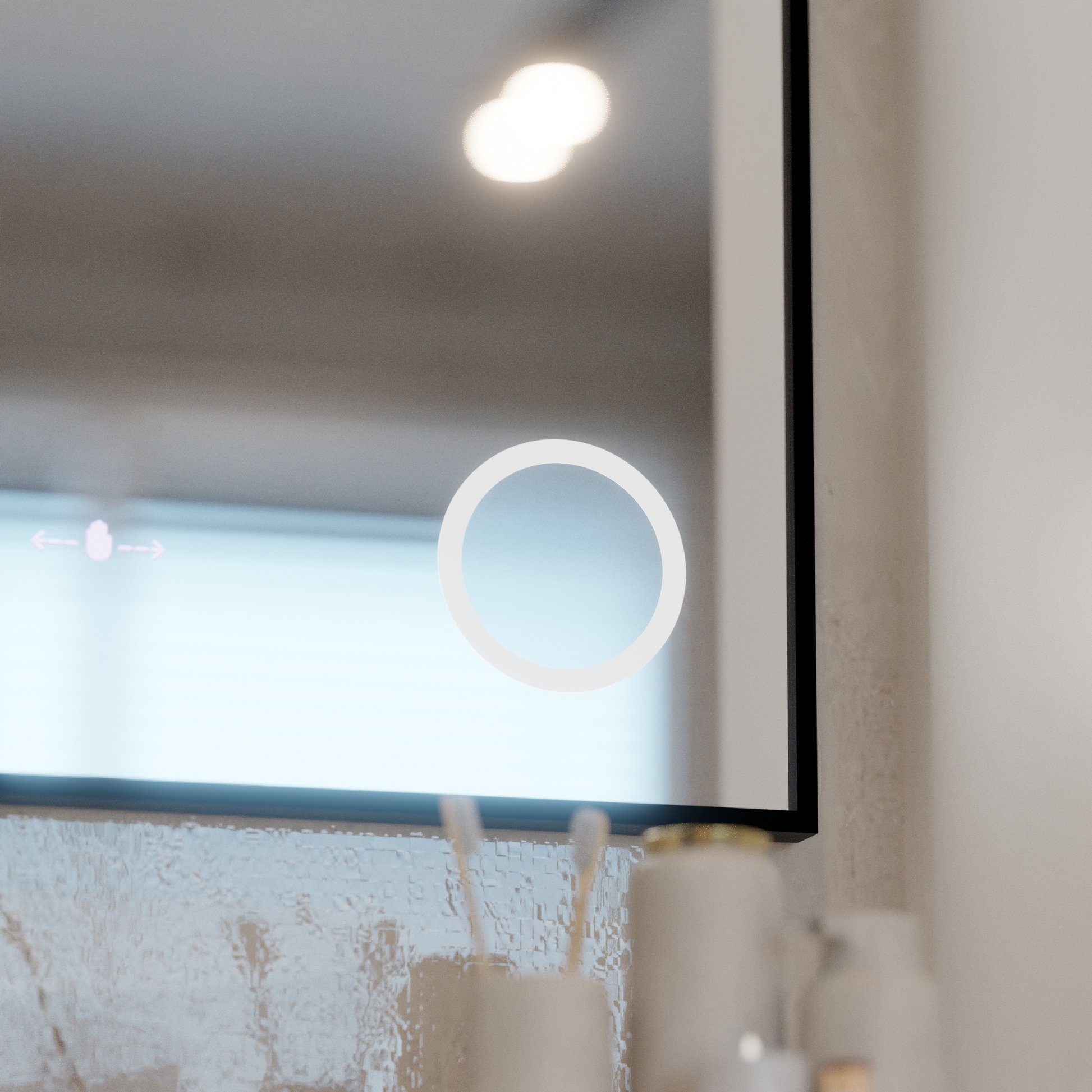 LED огледало MotionGlow София сензор с функция за обезпотяване Термометър Часовник 110x75 см Димируема топла/студена/неутрална светлина, черна рамка с четка, колекция Marcello Funghi Marcello Mirrors Заглавие по подразбиране Alessandro Design