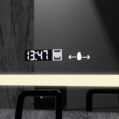 Правоъгълно LED огледало, 80x60 см, дефиниция MotionGlow Marcello, система за обезпотяване, часовник и термометър, козметична лупа, димируеми огледала Marcello Заглавие по подразбиране Alessandro Design