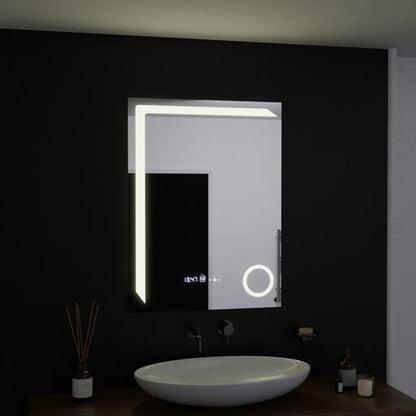 Правоъгълно LED огледало, 60x80 см, Precision MotionGlow Marcello, система за обезпотяване, часовник и термометър, козметична лупа, димируеми огледала Marcello Заглавие по подразбиране Alessandro Design