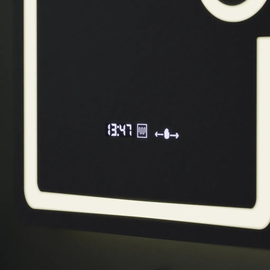 Правоъгълно LED огледало, 60x80 см, Eclat MotionGlow Marcello, часовник и термометър, система против запотяване, козметична лупа, огледала Dimabila Marcello Заглавие по подразбиране Alessandro Design