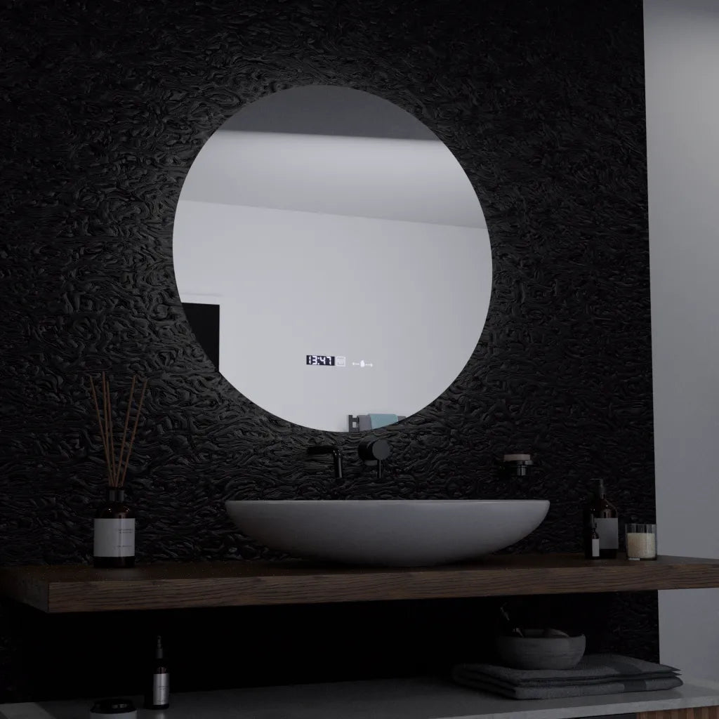 LED кръгло огледало, 60 см, Serenite MotionGlow Marcello, система за обезпотяване, часовник и термометър, димируеми огледала Marcello Заглавие по подразбиране Alessandro Design