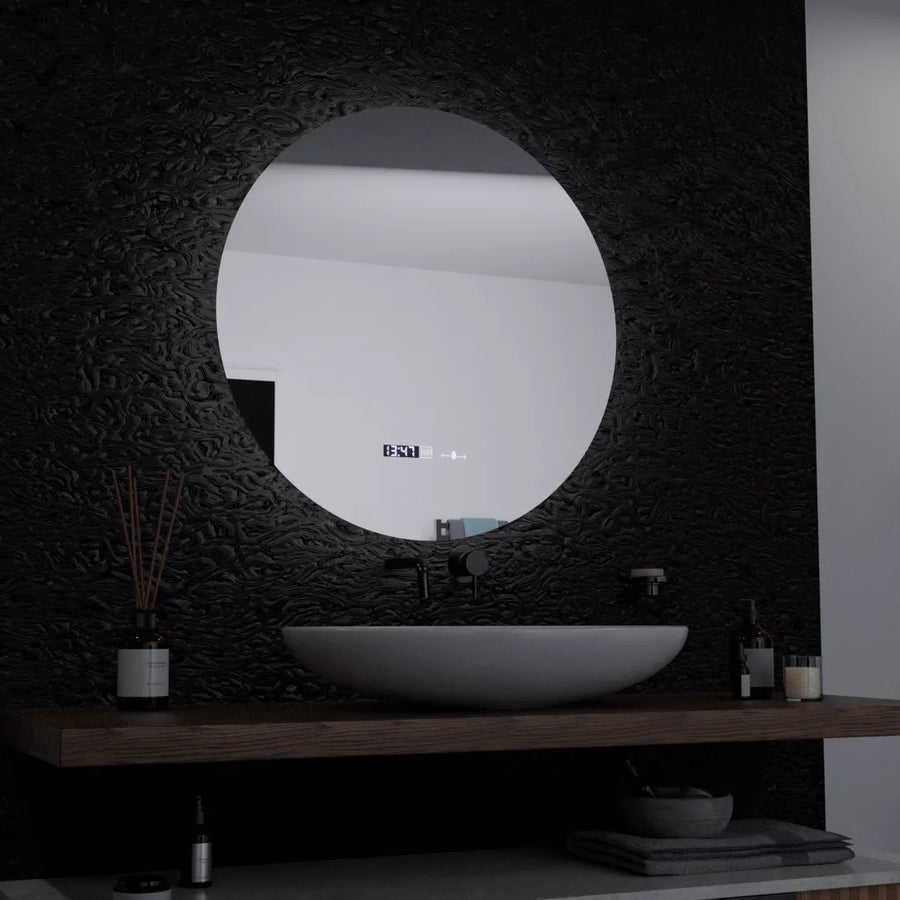 LED кръгло огледало, 60 см, Serenite MotionGlow Marcello, система за обезпотяване, часовник и термометър, димируеми огледала Marcello Заглавие по подразбиране Alessandro Design