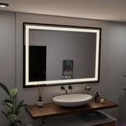 Правоъгълно LED огледало, 100x65 см, Verite Majeste Noir Motion Glow Marcello, система за обезпотяване, часовник и термометър, димируеми огледала Marcello Заглавие по подразбиране Alessandro Design