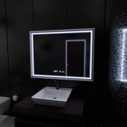 Правоъгълно LED огледало, 120x80 см, Verite Imperial Silver Motion Glow Marcello, система за обезпотяване, часовник и термометър, димируеми огледала Marcello Заглавие по подразбиране Alessandro Design