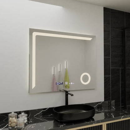 Правоъгълно LED огледало, 100x80 см, Precision MotionGlow Marcello, система за обезпотяване, часовник и термометър, козметична лупа, димируеми огледала Marcello Заглавие по подразбиране Alessandro Design