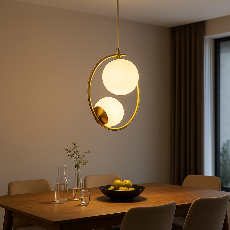 Полилей LOFT Atelier, 2x E27, бяло злато, метал, регулируема височина Модерни полилеи Заглавие по подразбиране Alessandro Design