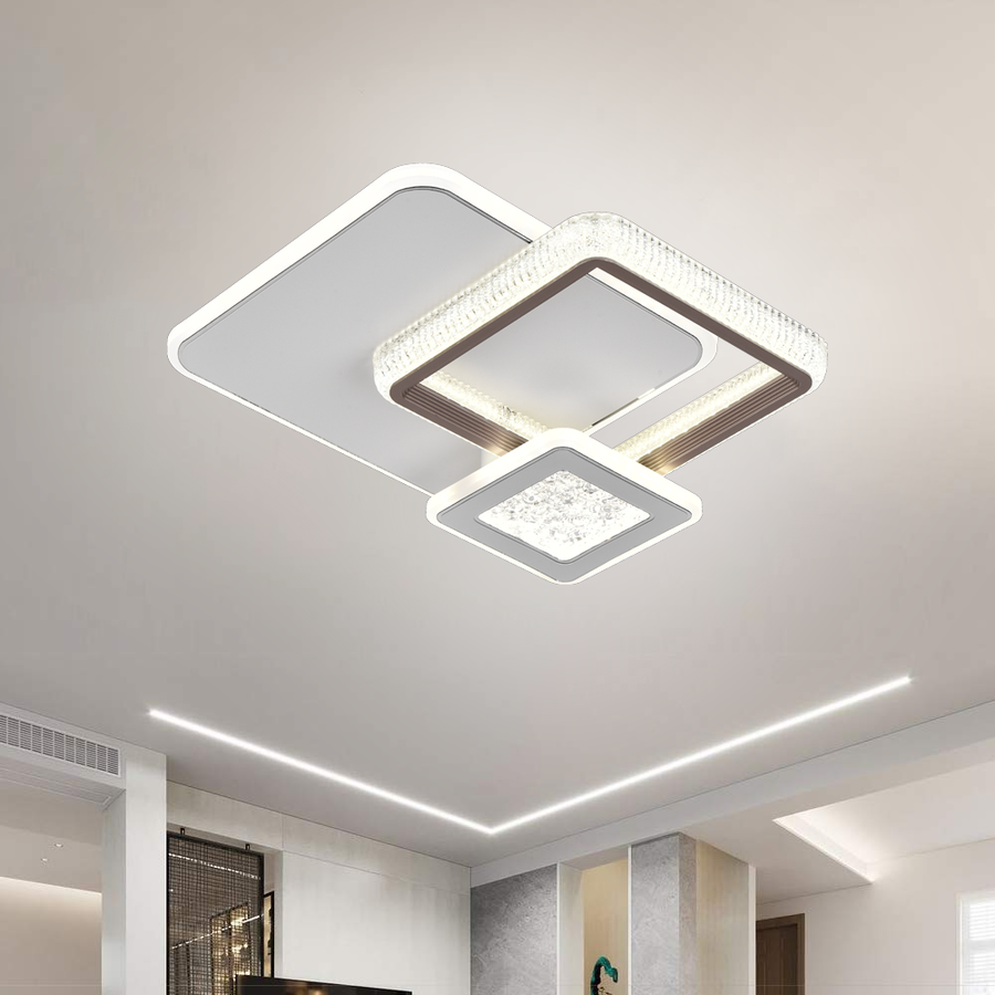 LED полилей NYXORA 51W, 3 квадрата, студена/топла/неутрална светлина, бели LED полилеи Заглавие по подразбиране Alessandro Design