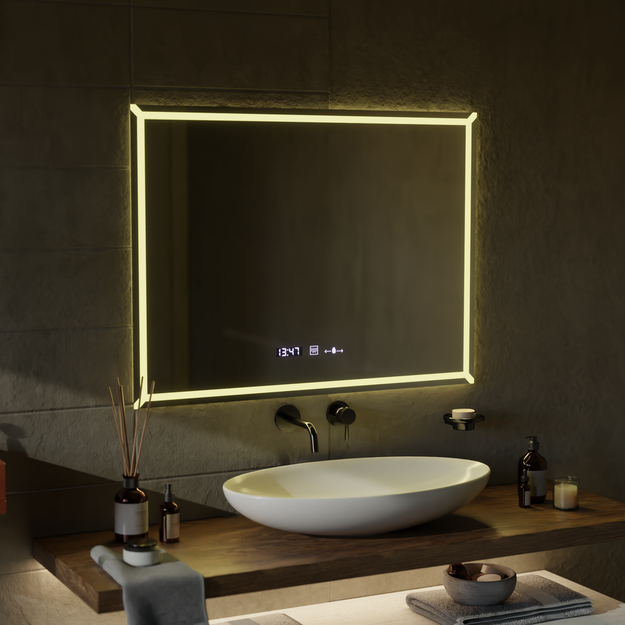 Правоъгълно LED огледало, 80x60cm, VillayTouch Marcello, система за обезпотяване, Dimabila Mirrors Marcello Заглавие по подразбиране Alessandro Design