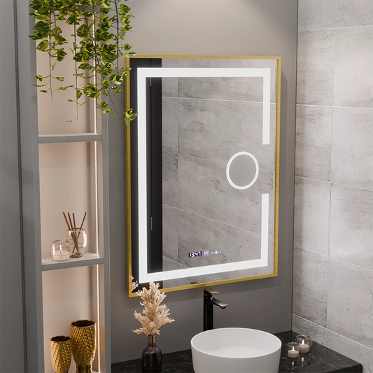 Правоъгълно светодиодно огледало, 50x70см, eclat motionglow marcello, система за размразяване, часовник и термометър, козметичен луп