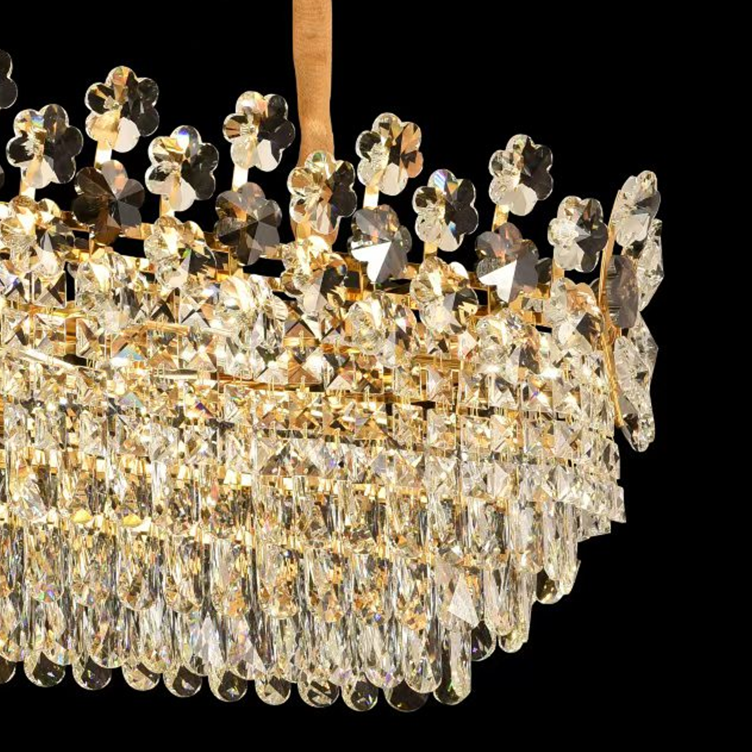Candelabru Cristal FLORENCE Imperio 10x E14, 90cm, Auriu Lucios, Inaltime Reglabila Candelabre Cristal Default Title Alessandro Design